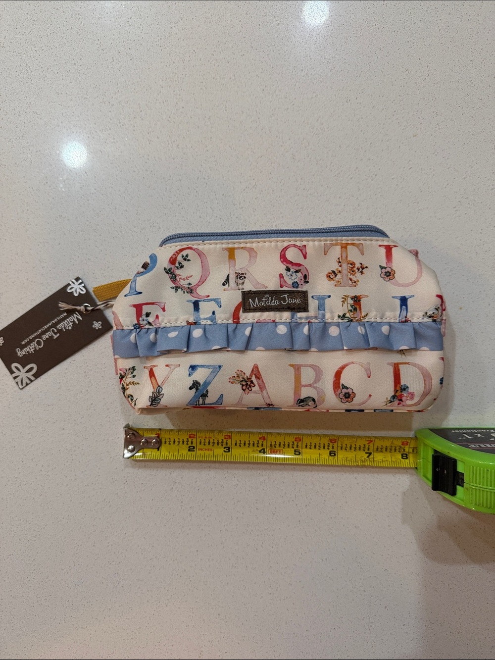 Matilda Jane Alphabet Pencil or  Cosmetic Pouch with Light Blue Ruffle NWT - Picture 3 of 12